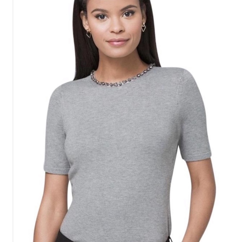 White House Black Market Rhinestone Embellish Top